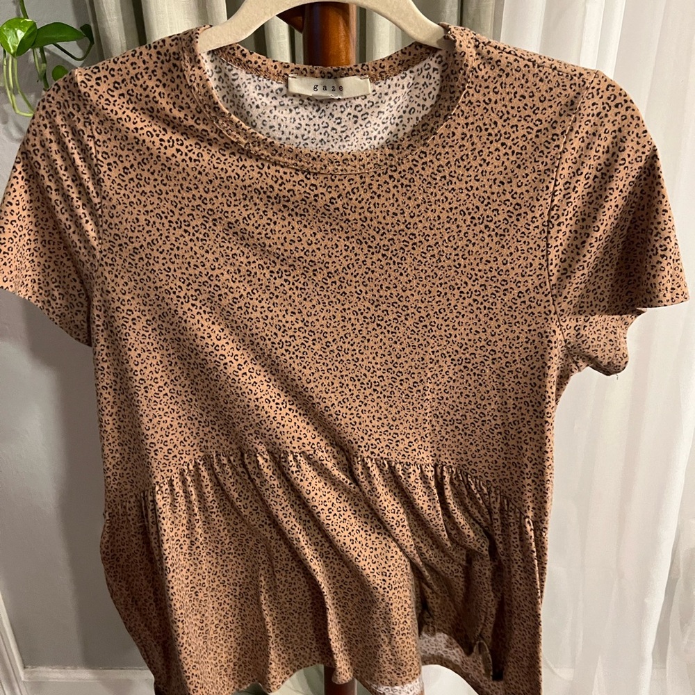 Pink Leopard Peplum Top